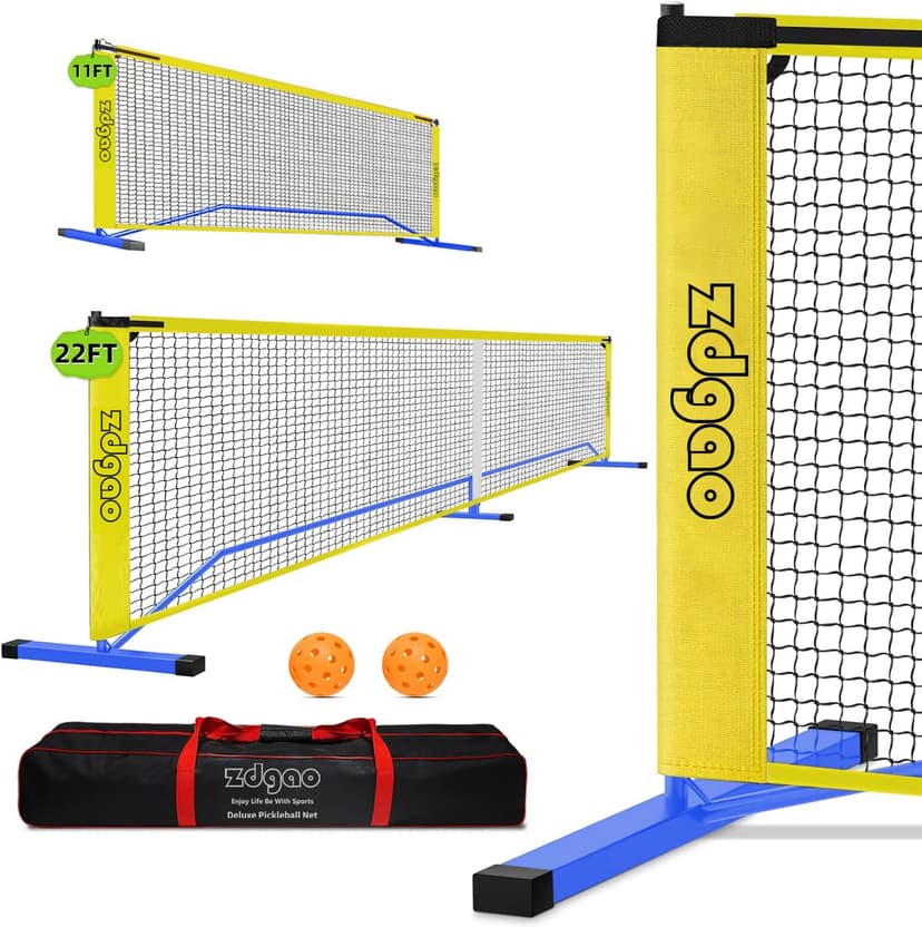 Zdgao Portable Pickleball Net for Driveway, 22 FT Regulation Size & 11 FT Half Court Size Pickle Ball Net with Pickleballs and Carry Bag, 2 in 1 Pickle Ball Net Set for Backyard