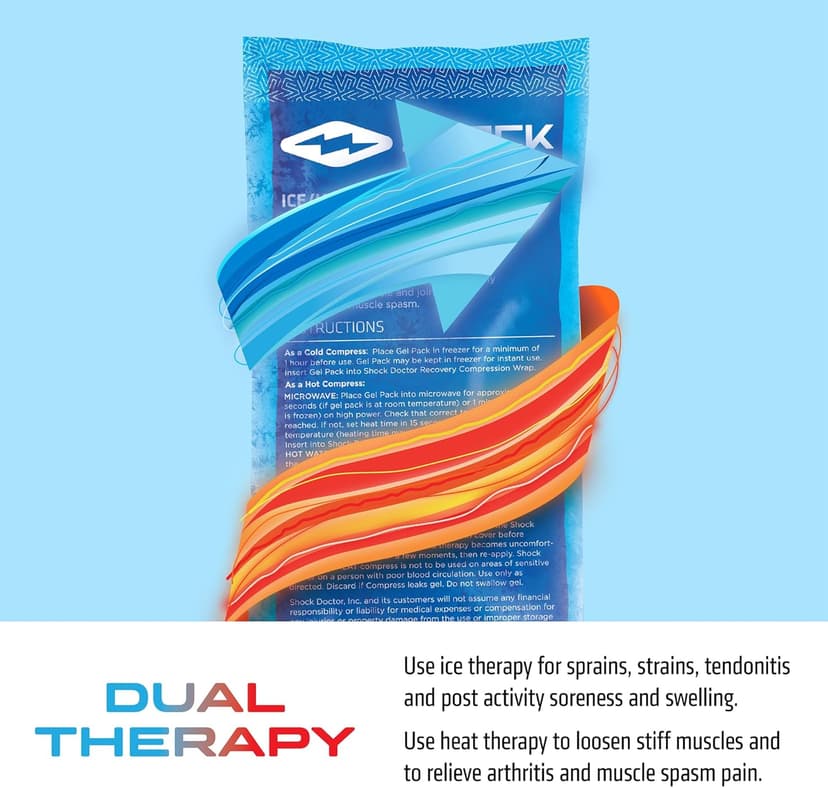 Shock Doctor ICE/Heat Recovery Compression Shoulder & Elbow Wrap Brace, Reusable Gel Ice Packs for Injuries, Hot Cold Therapy