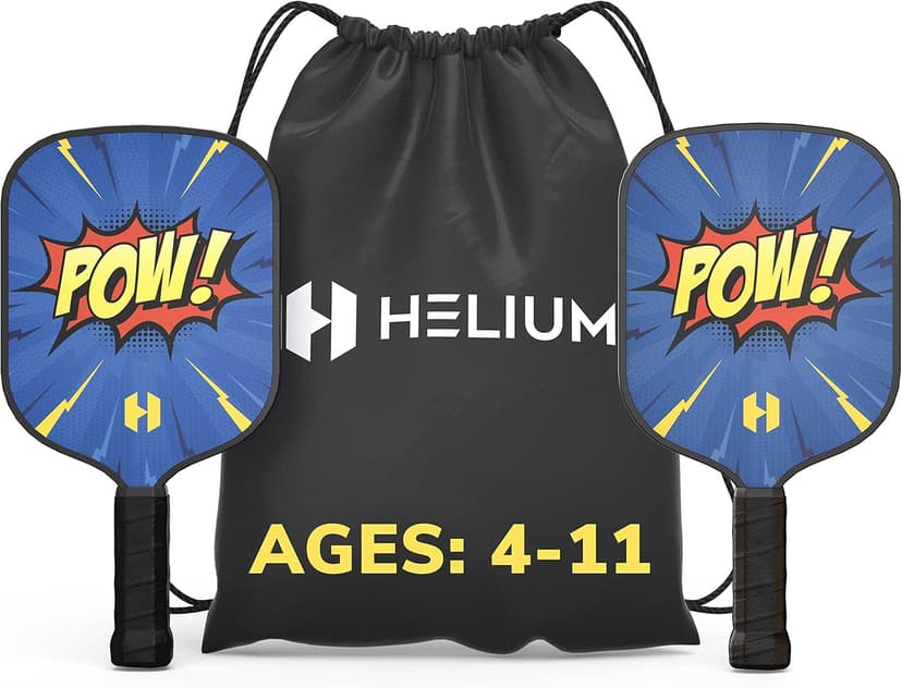 Helium Pickleball Paddle for Kids – Child Size Paddle for Children 12 and Under, Lightweight Honeycomb Core, Graphite Strike Face, Pickleball Paddle & Drawstring Bag - POW!