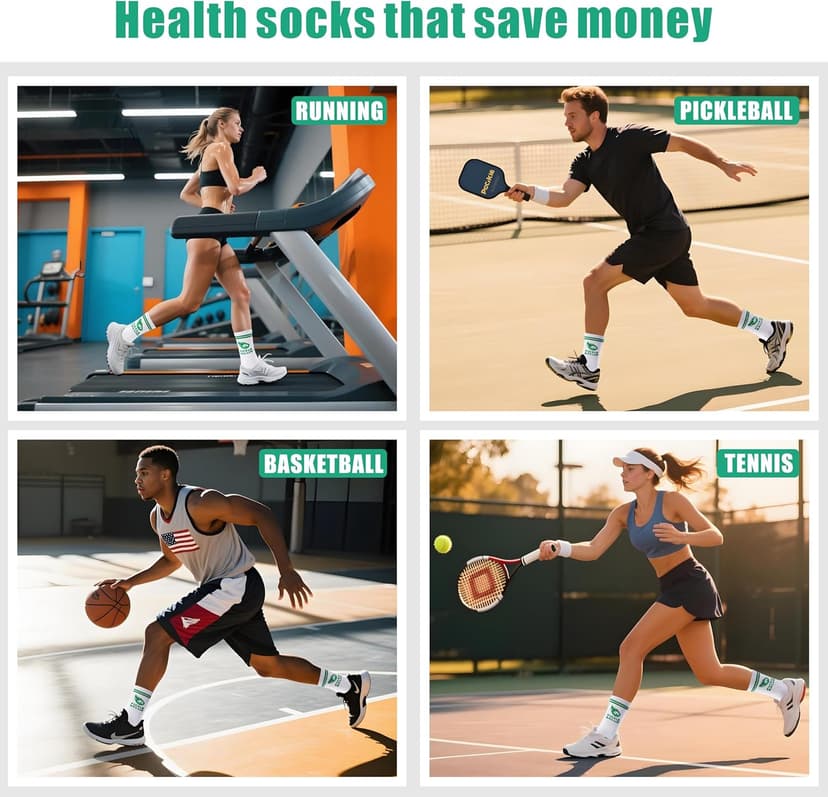 Newluck Pickleball Socks Sport,Running,Calf,Compression,Apparel,Performance Cushione,Breathable,Crew Sock for Men Women(3Pairs)