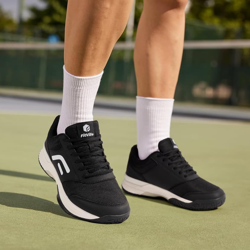 FitVille Wide & Extra Wide Pickleball Shoes Men Tennis Racquetball Squash Shoes for Men All Court with Arch Support-Tennis V3