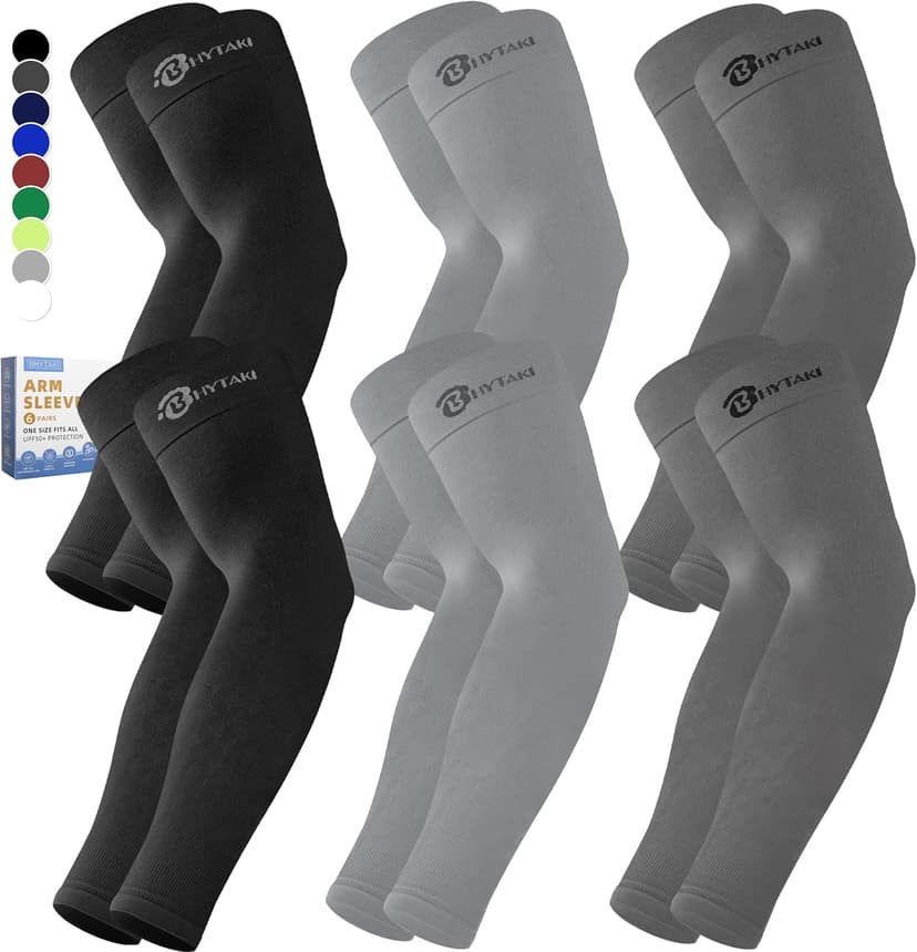 BHYTAKI Cooling Compression Arm Sleeves for Men Women,UPF50 UV Sun Protection Sleeves for Work Sport Tattoo Cover Up