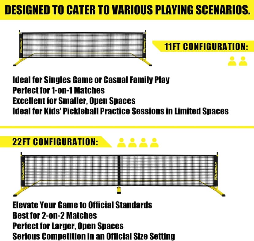 4.0 Slim Version 2in1 Portable Pickleball Nets Outdoor Game, 22ft 11ft Pickleball Net-USAPA Regulation Size-Half Court Pickle Ball Net System with Carrying Bag for Driveway