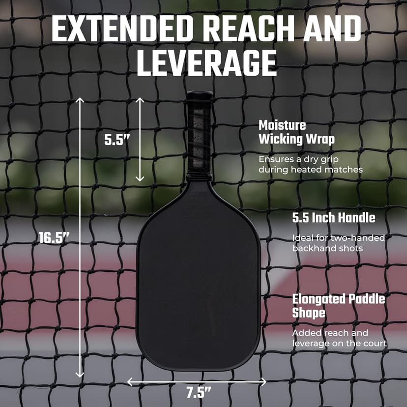 Carbon Fiber Pickleball Paddle - Raw Toray T700 Surface Provides Maximum Ball Spin | Elongated or Widened Pickleball Racket Shapes Available - Paddle Customization Kit Included