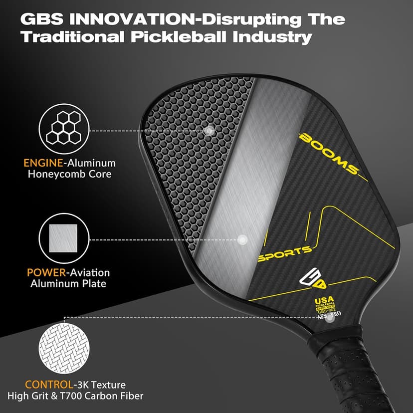 Pickleball Paddles,3K Raw T700 Carbon Fiber Pickleball Paddle with High Grit & Spin,Aerospace-Grade Ultra-Light Titanium-Aluminum Honeycomb Core & Face,The Pickleball Rackets for Novice & Pro Players