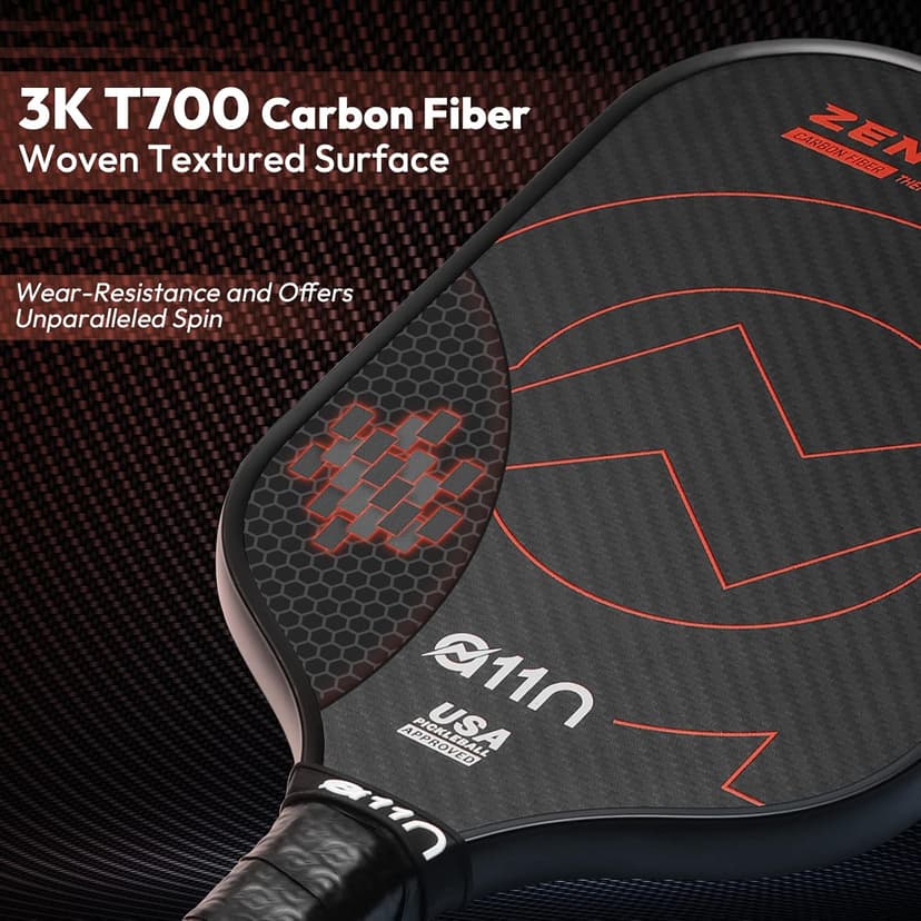 A11N Zenith Pickleball Paddle 16mm | T-700 Carbon Fiber with Foam Injected Walls | Enlarged Sweet Spot | Elongated or Wide Body Shape