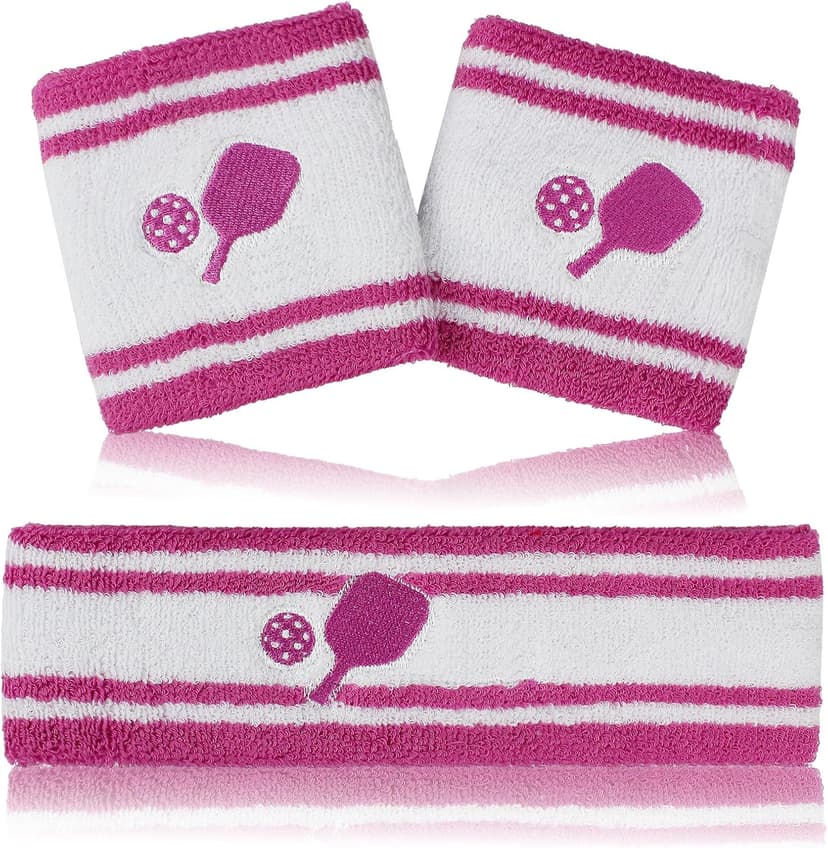 KOFULL Pickleball Accessories, Pickleball Gifts for Women and Men, Cotton Sweat Bands Headband Set for Pickleball, Tennis, Golf, Yoga Sports, Green