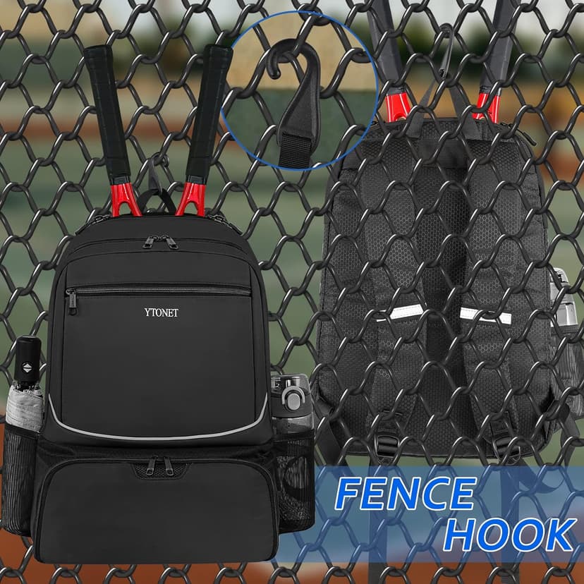 Ytonet Tennis Bag Tennis Backpack for Women Men 2 Rackets with Insulated Pocket Ventilated Shoe Compartment