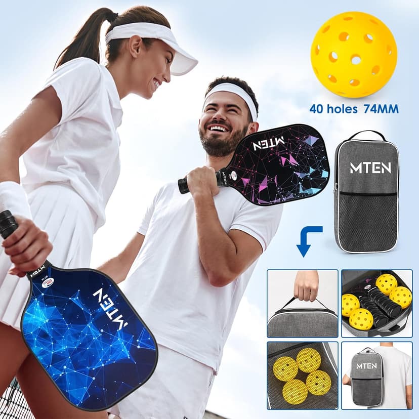 Pickleball Paddles, USAPA Approved Fiberglass Surface Pickleball Set with Pickleball Rackets, Pickleball Paddles Set ​for Men Women