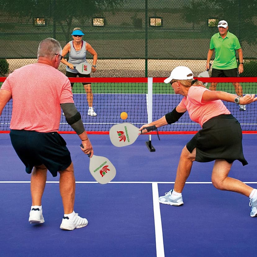 Pickleball Set with Net for Driveway, Portable Regulation Size Pickleball Net System with Paddle Set of 4, Outdoor Pickleballs, Carry Bag, Weather Resistant Metal Frame