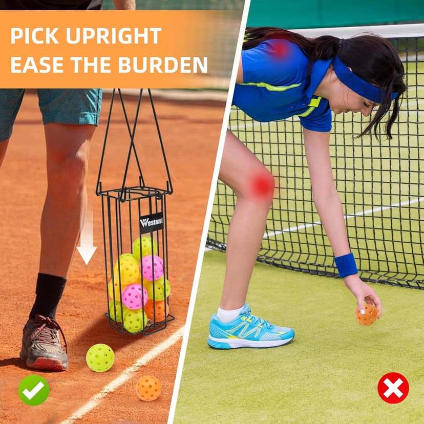 Pickleball Ball Holder Set - Large Capacity Pickleball Hopper with 20 Balls, Must-Have Pickleball Accessories for Pickleball Training, Pickleball Caddy for Pickleball Practice Equipment