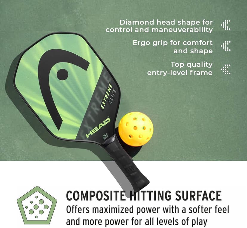 Head Extreme Elite Fiberglass Paddle with Honeycomb Polymer Core & Comfort Grip