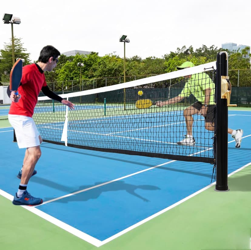 In-Ground Pickleball Net System,Pickleball Set with Net,Heavy-Duty, Regulation Size,Brass Winder, Galvanized Sleeves,Tournament-Grade for Outdoor & Indoor Courts