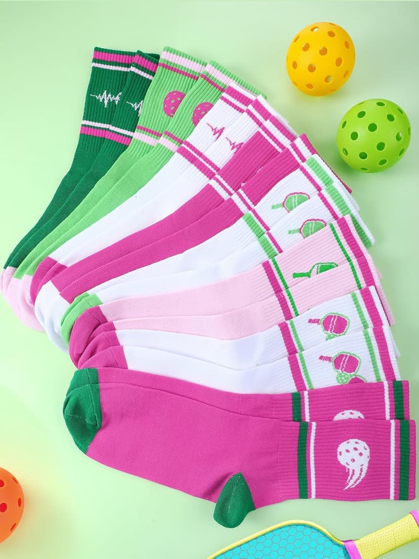 Cuffbow 8 Pairs Dink Ball Socks Performance Novelty Athletic Socks Sports Gift for Dink Ball Lovers Women Men