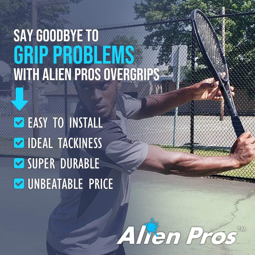 ALIEN PROS Tennis Racket Grip Tape - Precut and Dry Feel Tennis Grip - Tennis Overgrip Grip Tape Tennis Racket - Wrap Your Racquet for High Performance