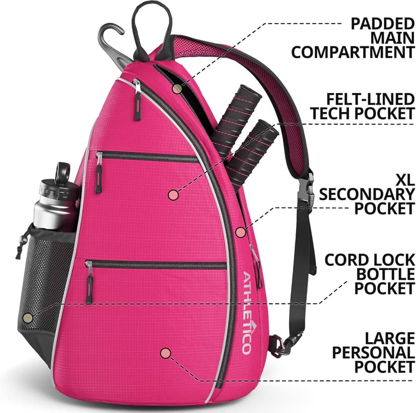 Athletico Sling Bag - Crossbody Backpack for Pickleball, Tennis, Racketball, and Travel for Men and Women