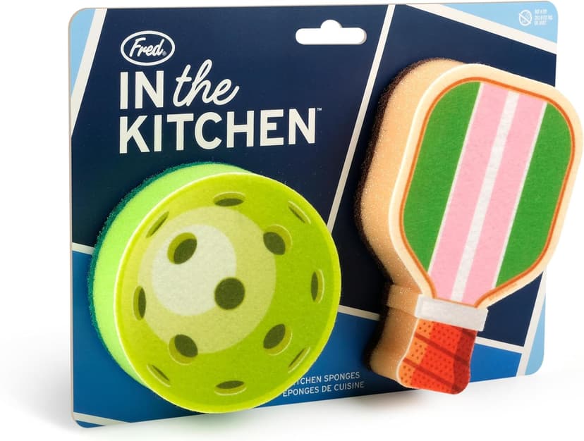 Genuine Fred in The Kitchen Pickleball Inspired Sponges, Set of 2, Durable Layered Sponges, Fun and Quirky Kitchen Accessory, Pickleball Court Gift-Ready Packaging