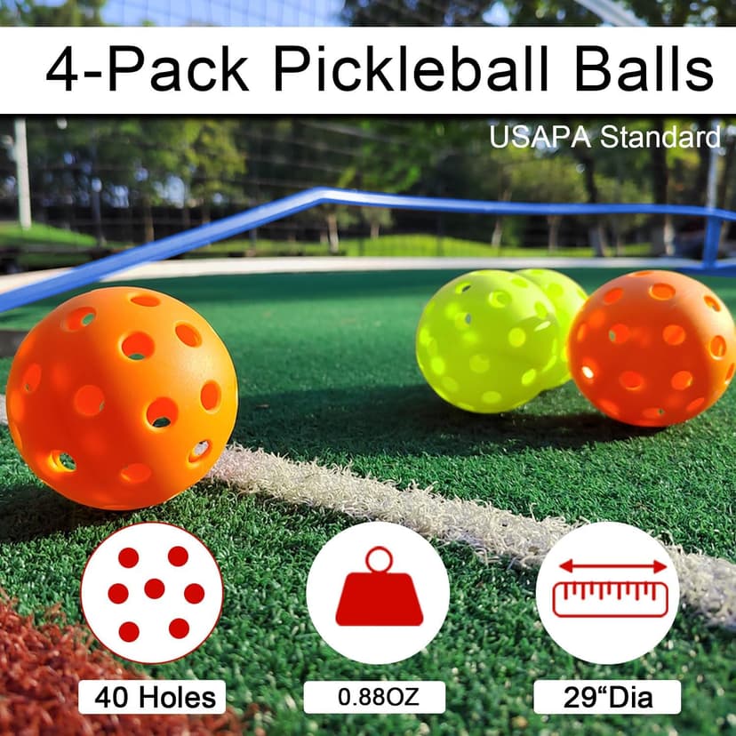 Zdgao Pickleball Net for Driveway with 22FT Regulation Size Pickleball Net, 4 Outdoor Pickleballs and Carry Bag, Weather Resistance Strong Steel Frame