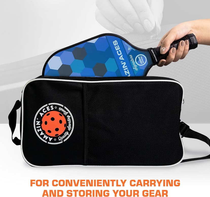 Amazin' Aces Graphite Pickleball Paddles Set - Single, 2 or 4 Paddles, Honeycomb Polymer Core with Comfy Cushion Grip - Varying Accessories Including Pickleballs, Pickleball Bag & Paddle Cover