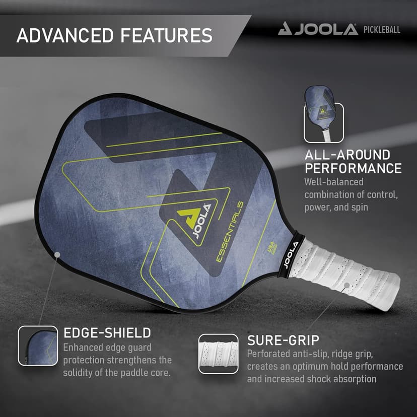JOOLA Stratos or Essentials Pickleball Paddle – Reinforced Fiberglass Surface, Honeycomb Polypropylene Core, USAPA Approved, Durable & Beginner-Friendly Pickleball Racket with Comfortable Grip