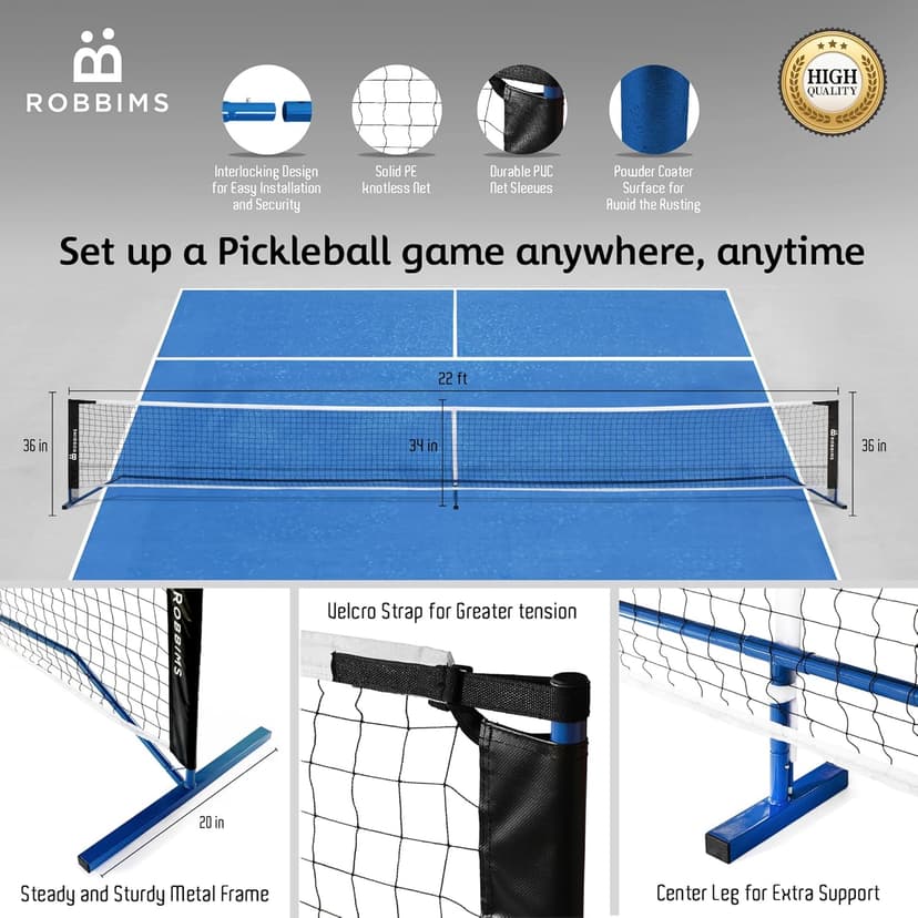 Portable Pickleball Set with Net | 4 USAPA Approved Graphite Paddles, Duffle Bag, Regulation Size Pickleball Net System, Assembly Manual, 8 Outdoor Pickleball Balls and Carry Bag