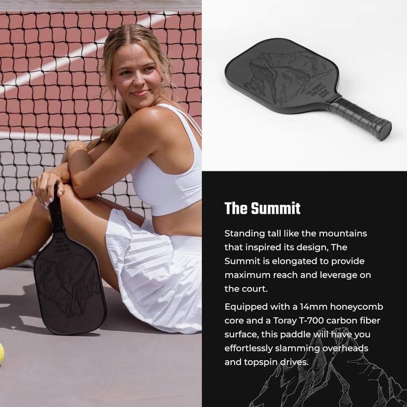 Carbon Fiber Pickleball Paddle - Raw Toray T700 Surface Provides Maximum Ball Spin | Elongated or Widened Pickleball Racket Shapes Available - Paddle Customization Kit Included