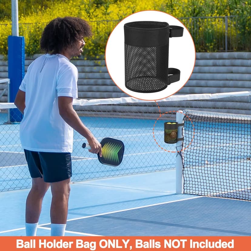 Cosmos Pickleball Ball Holder Adjustable Hanging Bag for PickleBall Nets, Foldable Storage Basket Mesh Net Pouch for Holding 6 Balls