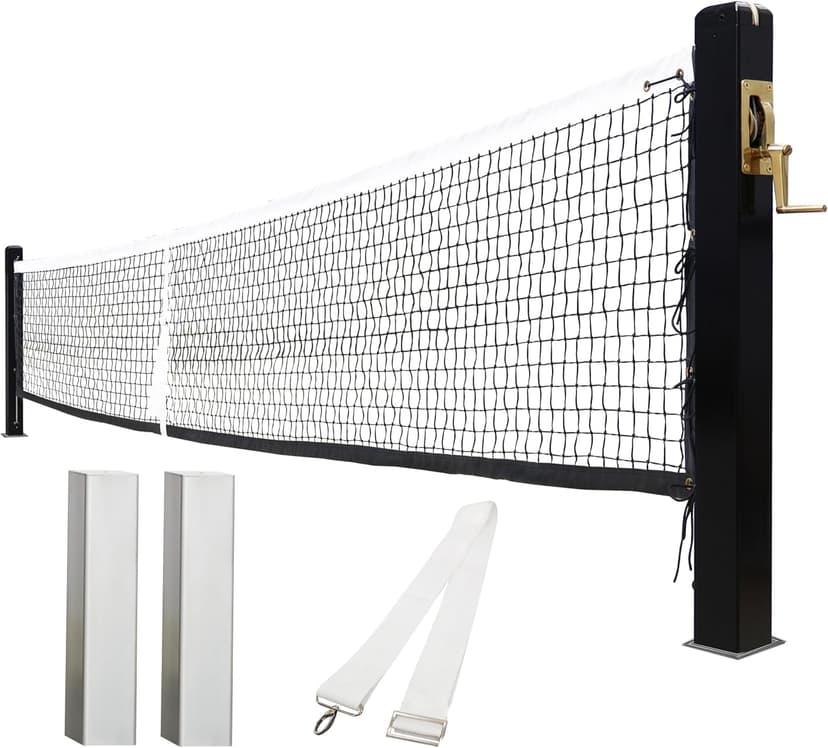 Pro-Grade In-Ground Pickleball Net with Brass Crank Handle,Galvanized Steel Sleeves,Tournament Regulation Size,Heavy Duty Pickleball Post for Indoor Gym or Outdoor Court