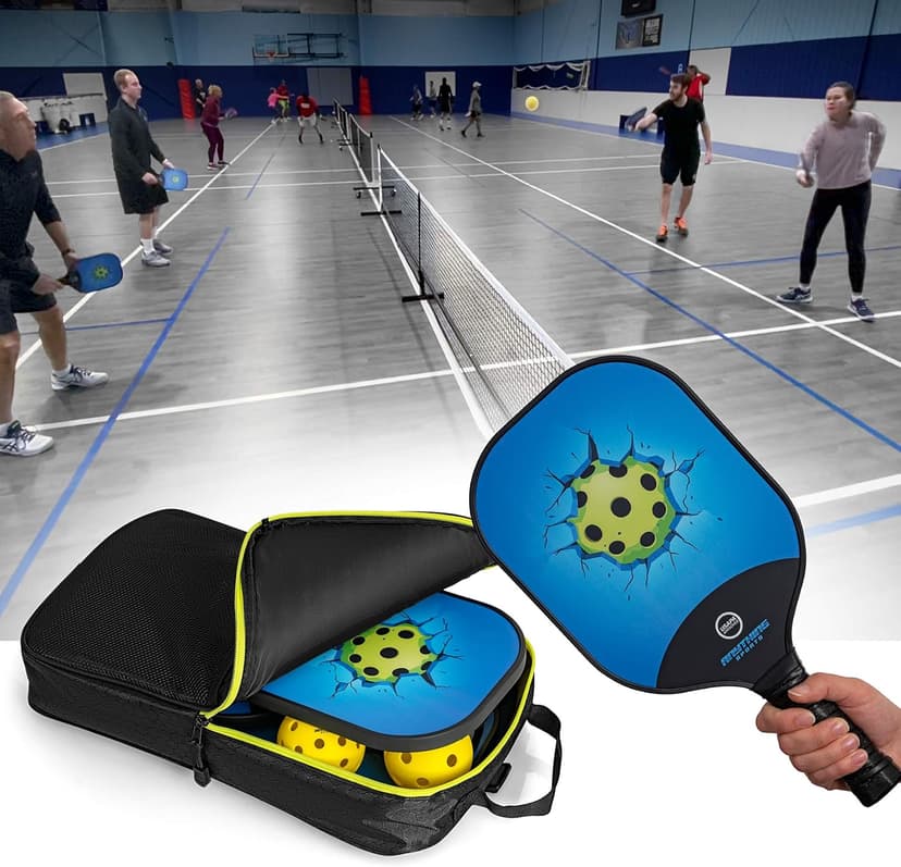 3 in 1 Pickleball Net, 4 Carbon Fiber Paddles and 4 Balls. Complete Regulation Size Portable Pickleball Net Bundle Set for Outdoors or Indoors. With 4 USAPA Approved Carbon Fiber Paddles and 4 Balls