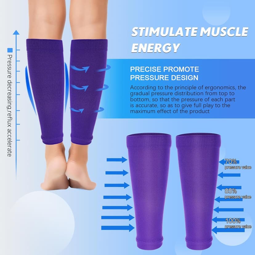 Geyoga 6 Pairs Calf Compression Sleeve for Men Women Football Leg Sleeve Elastic Calf Support Sock for Sports Cycling Running Basketball
