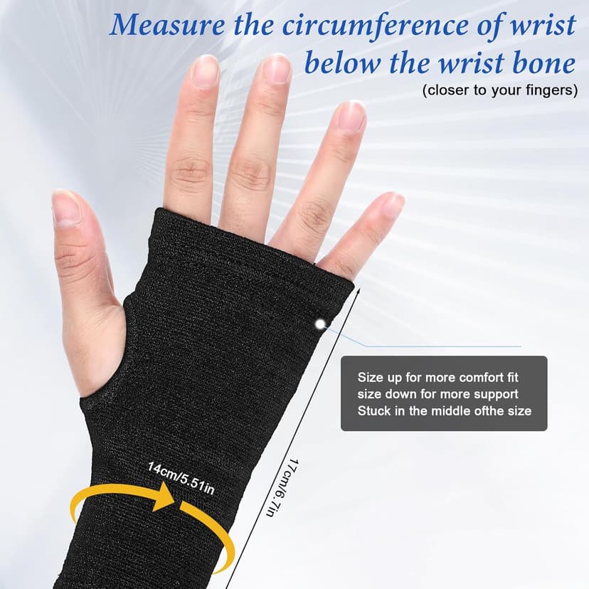 Lusofie 2 Pairs Wrist Sleeve Elastic Breathable Fingerless Gloves Compression Wrist Sleeve Suitable for Men and Women Fitness Sports Cycling(Black, Grey)