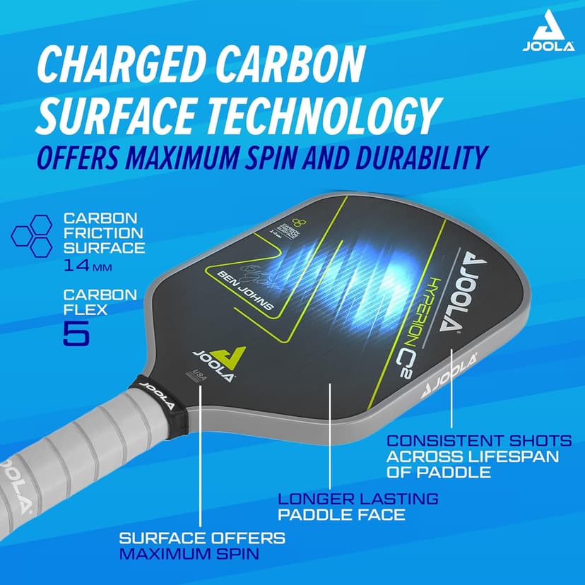 JOOLA Professional Pickleball Paddles – Charged Surface Technology for Power & Feel – Select Perseus or Hyperion Shape – Fully Encased Carbon Fiber – USAP Approved – Well Balanced w/Pop & Control