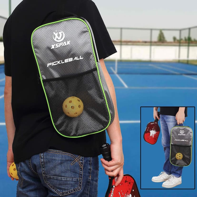 XS XSPAK Pickleball Paddles Sets, USAPA Graphite Face/Carbon Fiber and Polypropylene Honeycomb Core, Anti-Slip Sweat-Absorbing Soft Cushion Grip, Pickleball Set of 2 with 2-4 Balls and 1 Bag/Backpack