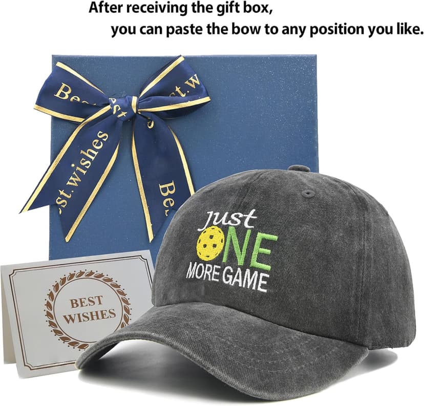 Pickleball Hat with Gift Box - Pickleball Gifts for Men Women - Washed Adjustable Embroidered Baseball Cap