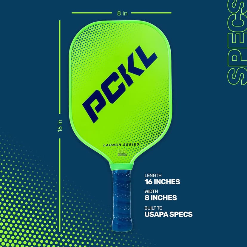 PCKL Launch Series Premium Pickleball Paddle Racket | USA Pickleball Approved | Fiberglass Face with Large Sweet Spot | Honeycomb Core