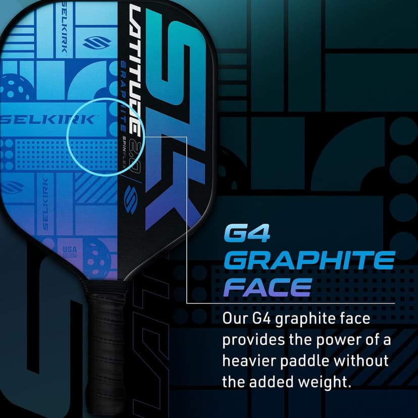 SLK Latitude 2.0 Pickleball Paddle | G4 Graphite Pickleball Paddle Face | Rev-Core+ Technology with SpinFlex Surface | Redesigned for Performance and Control