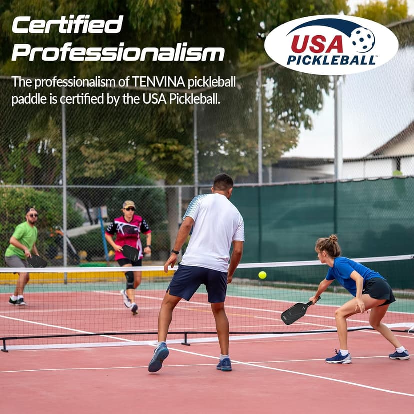 TENVINA Pickleball Paddles, Multi-Layer T700SC Textured Carbon Fiber Pickleball Paddle, 4-Types of Shapes and Thicknesses, USAPA Approved Pickle Ball Paddle, Strong Spin and Power Surface