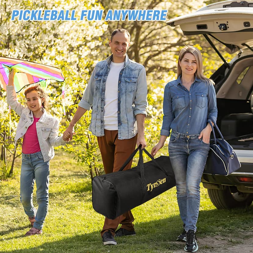 Portable Pickleball Net for Driveway, 22 FT Regulation Size & 11 FT Half Court Size Pickle Ball Net with Ball Collector, 2-in-1 Pickle Ball Net with Carry Bag for Garages Backyard