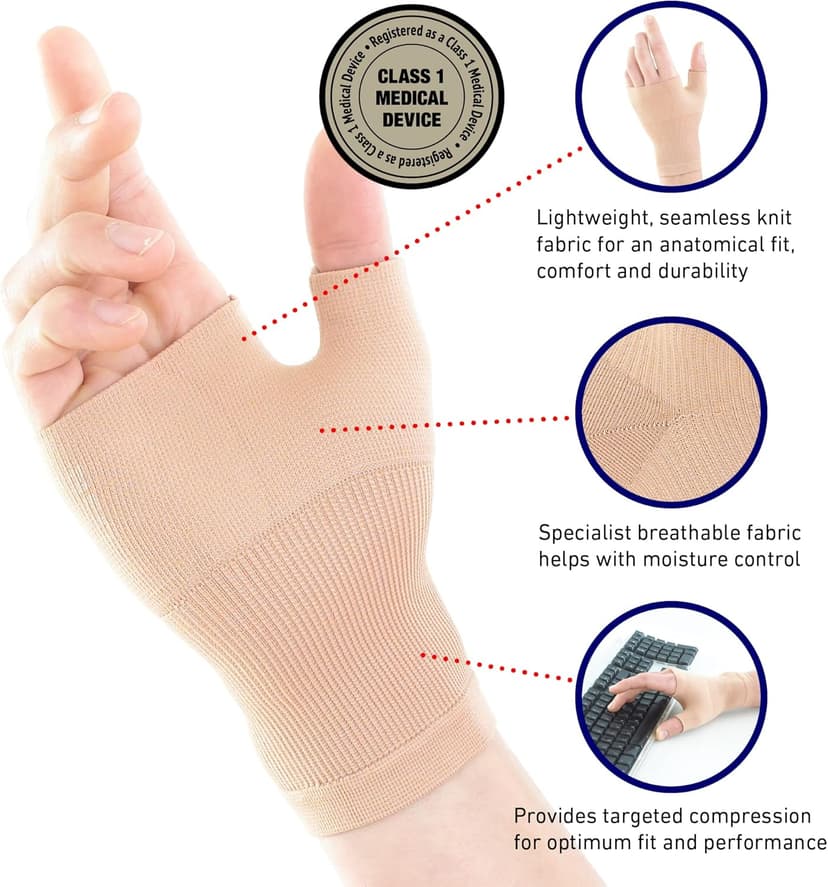 Neo-G Wrist and Thumb Support for Arthritis, Joint Pain, Tendonitis, Sprain - Wrist Brace Wrist Compression Hand Support - L - Beige