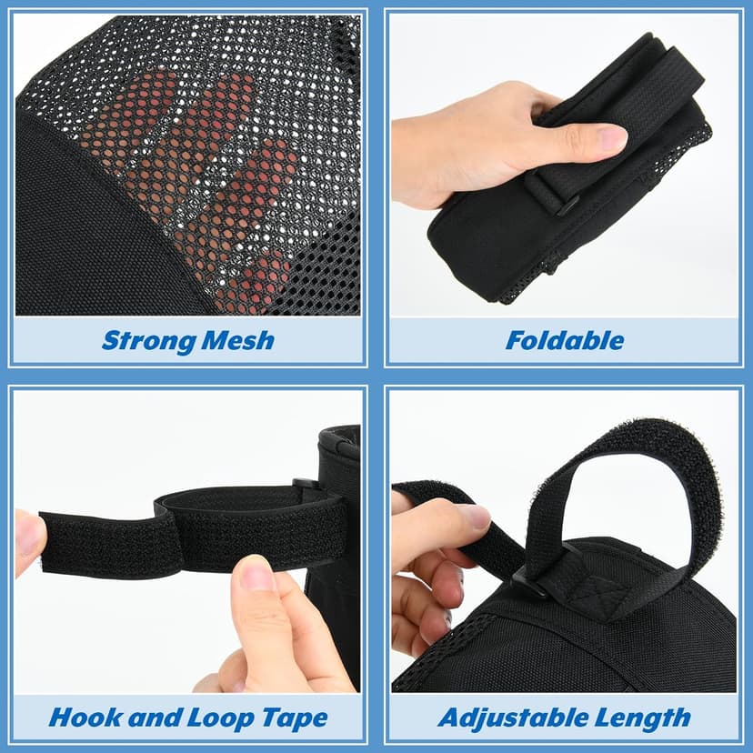 Cosmos Pickleball Ball Holder Adjustable Hanging Bag for PickleBall Nets, Foldable Storage Basket Mesh Net Pouch for Holding 6 Balls