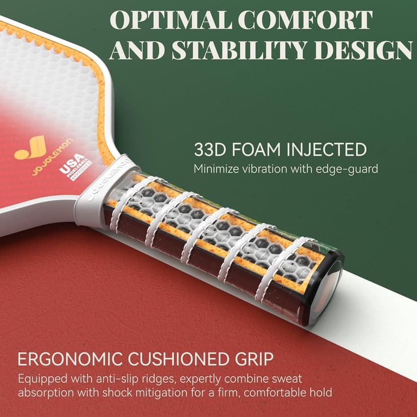 Pickleball Paddles, Carbon Fiber Pickleball Paddle with a 16mm Shark Power Polymer Core, The Pickleball Rackets Designed for Ultimate Spin & Consistency