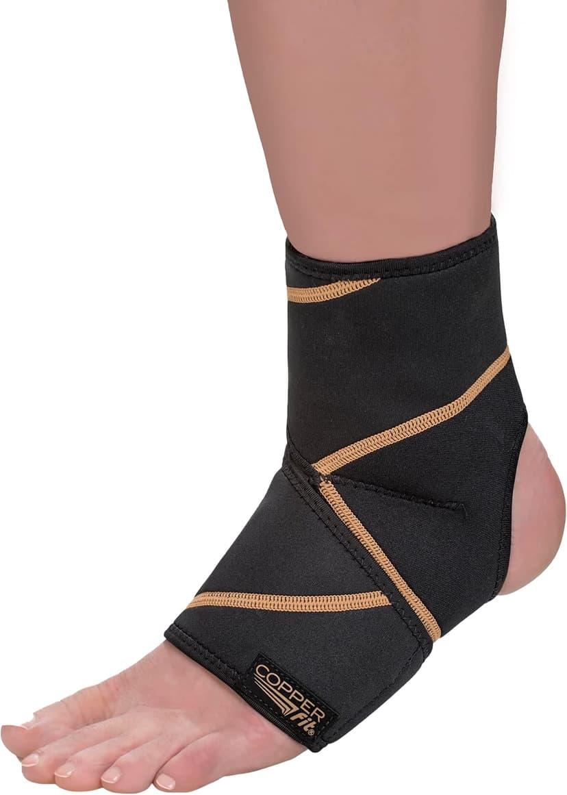Copper Fit Rapid Relief & Hot/Cold Ankle Foot Wrap with Hot Cold Pack, Black, One Size Fits Most