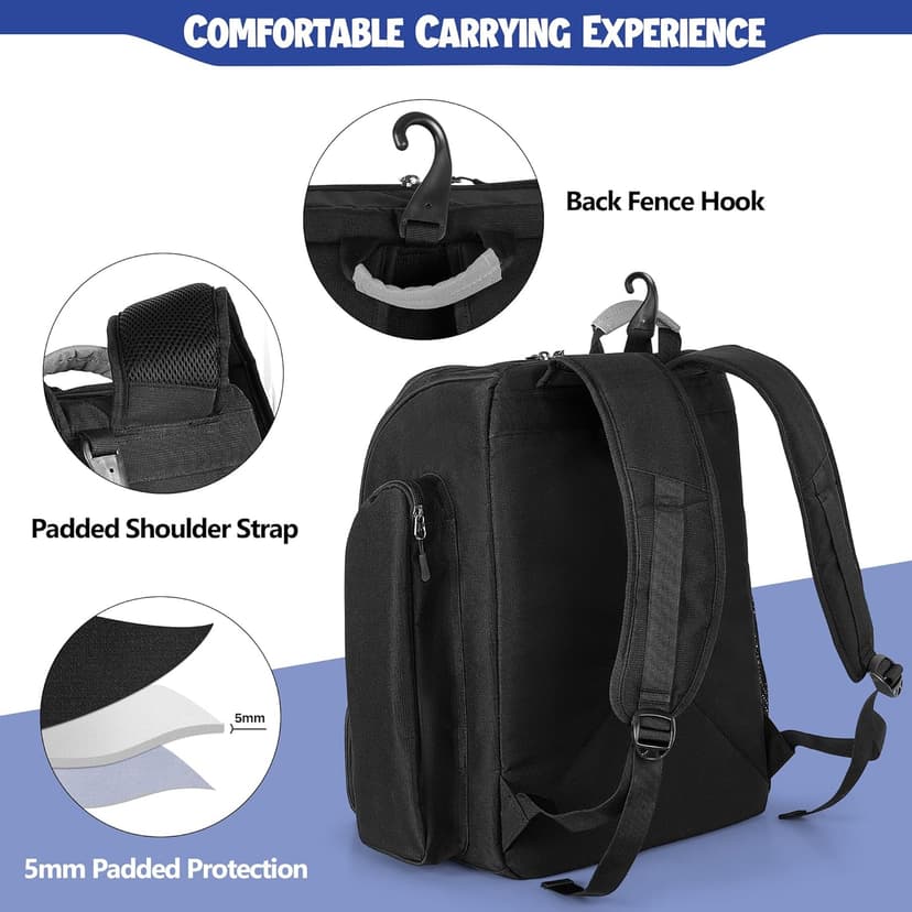 Pickleball Bag for 4 Paddles with Shoe Compartment, Pickleball Backpack with Fence Hook for Pickleball Accessories