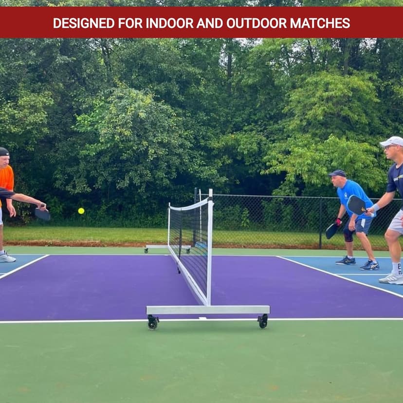 Dominator Standard Portable Pickleball Net - Heavy Duty Indoor/Outdoor Portable Regulation Pickleball Net - USAPA Compliant Net - Includes Rolling Carry Bag & Locking Wheels