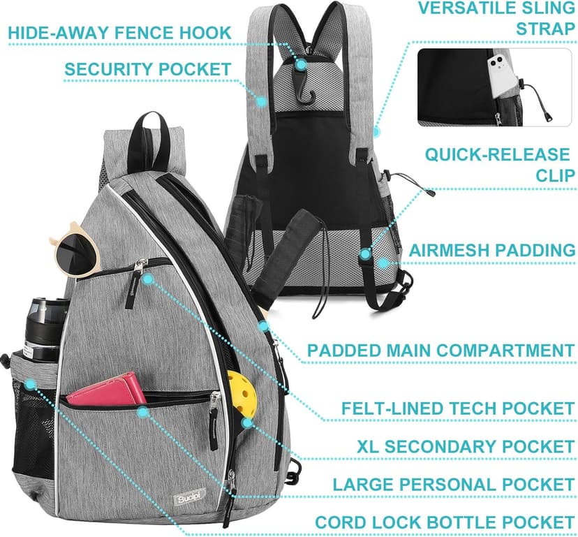 Sucipi Pickleball Bag Pickleball Backpack for Women Men Pickleball Paddle Backpack Reversible Pickleball Paddle Bag Pickleball Rackets Bags for Ladies