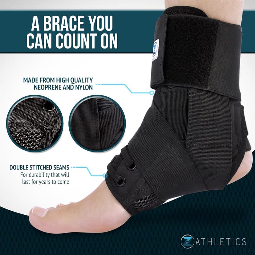 Zenith Ankle Brace, Lace Up Adjustable Support – for Running, Basketball, Injury Recovery, Sprain! Ankle Wrap for Men, Women, and Children