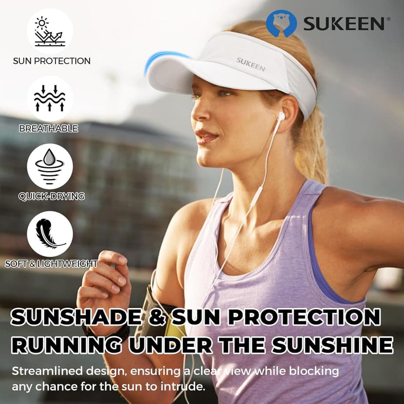 Sukeen Sports Sun Visor Men Women Lightweight Packable Cooling Stretchy Visor Hat for Running, Tennis, Golf