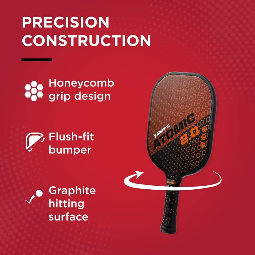 GAMMA Sports 2.0 Pickleball Paddle, Graphite, Composite Power, Men and Women, Indoor and Outdoor Racket