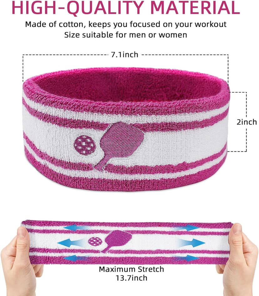 KOFULL Pickleball Accessories, Pickleball Gifts for Women and Men, Cotton Sweat Bands Headband Set for Pickleball, Tennis, Golf, Yoga Sports, Green