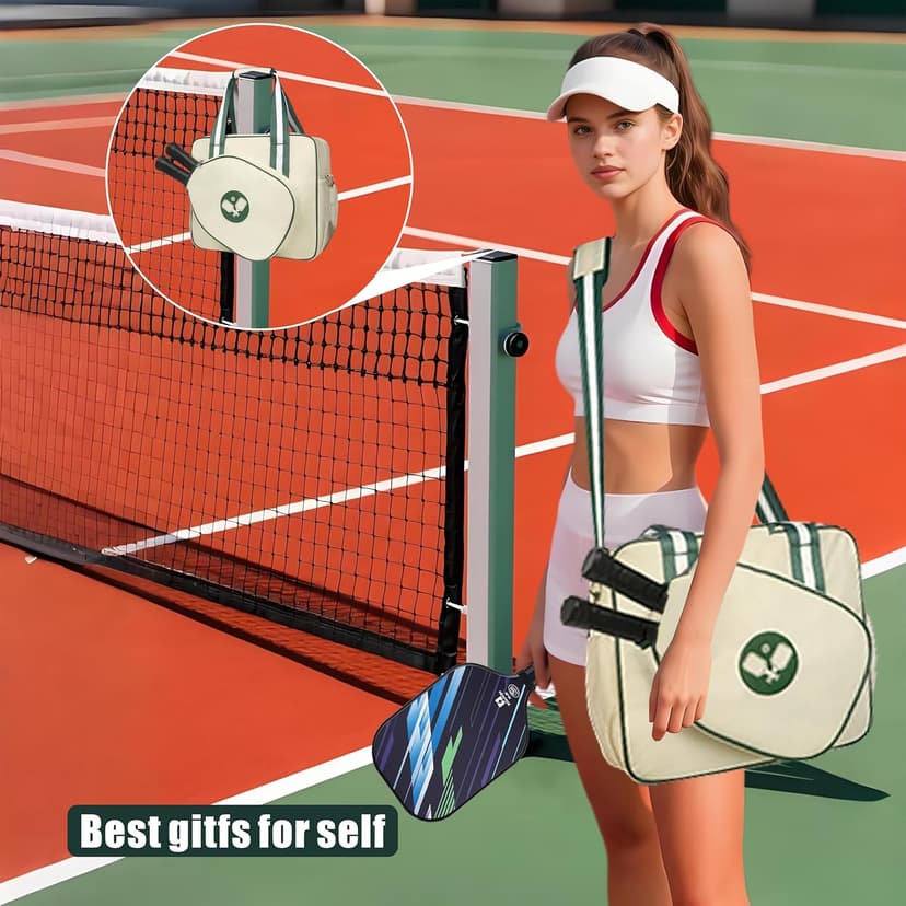 Newluck Pickleball Tote Sling Bag for Women/Men/Boy/Girl,Large Capacity,Adjustable Shoulder Strap with Fence Hook Accessories